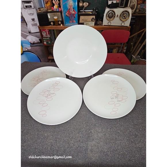 Vtg 60's Melamine Melmac Circle 4-Dinner Plates/1-Serving Lrg Bowl - Picture 6 of 7